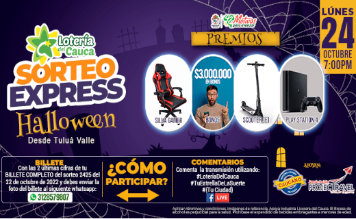 Sorteo Express Halloween Lotería del Cauca